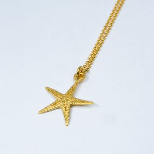Collar estrella de mar plata con baño de oro